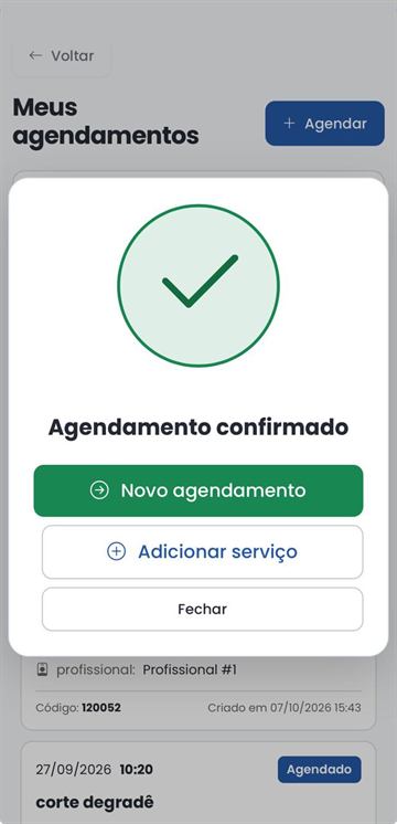 Mensagem de agendamento confirmado